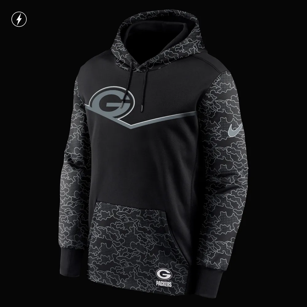 Men's Nike Black Chicago Bears RFLCTV Chevron Pullover Hoodie