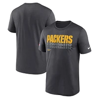 T-shirt Nike Charcoal Green Bay Packers Wordmark Block Sideline Legend Performance pour homme