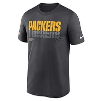 T-shirt Nike Charcoal Green Bay Packers Wordmark Block Sideline Legend Performance pour homme