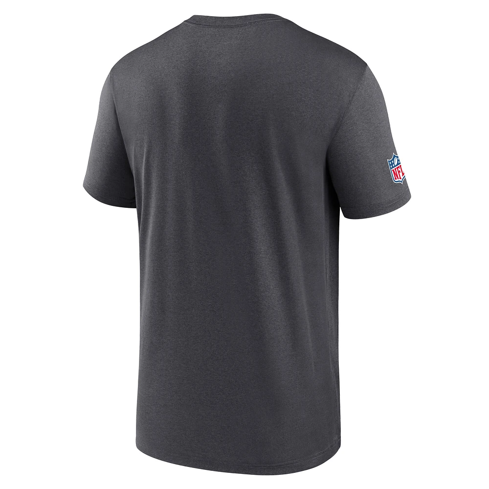 T-shirt Nike Charcoal Green Bay Packers Wordmark Block Sideline Legend Performance pour homme
