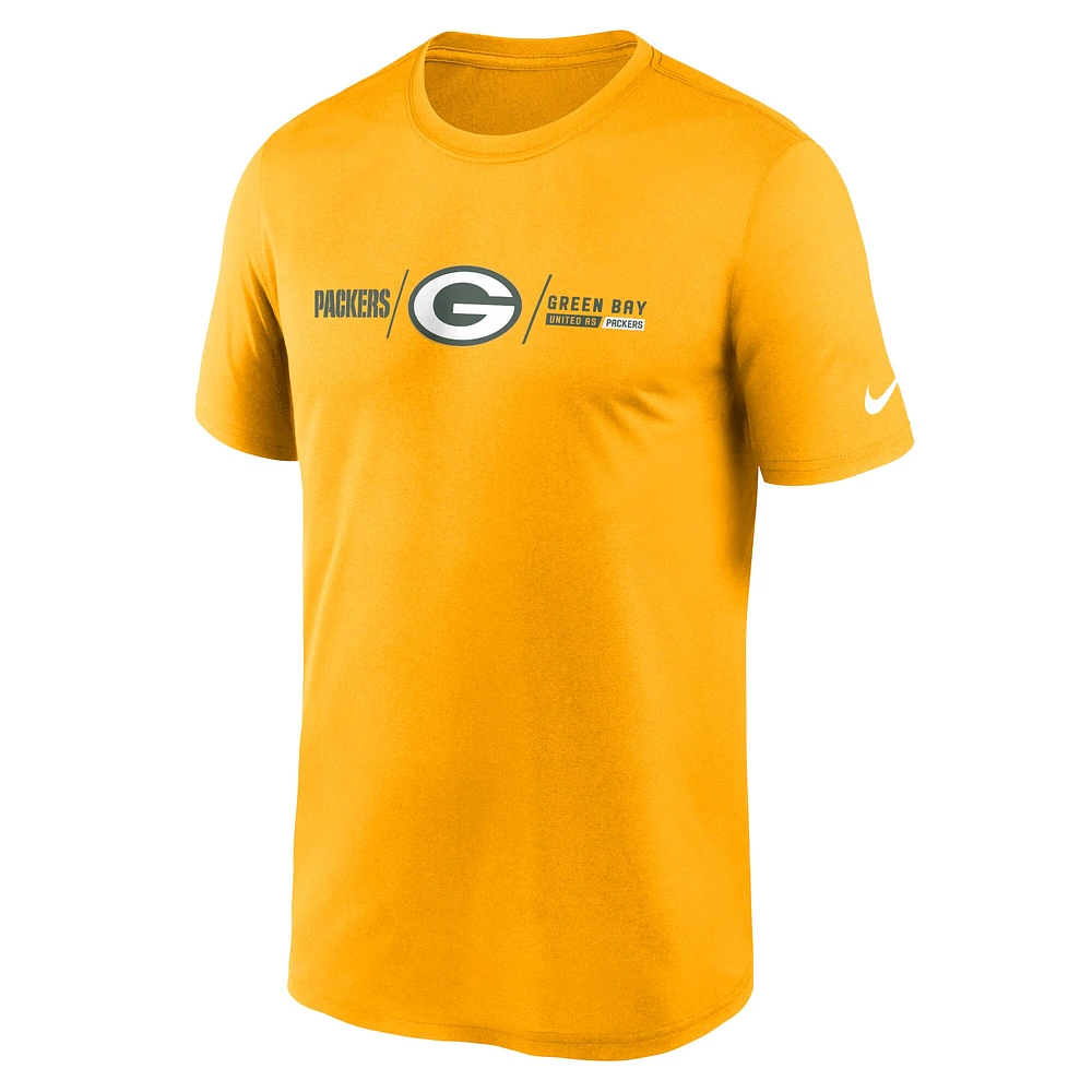 T-shirt Performance Nike Green Bay Packers Horizontal Lockup Legend pour Homme