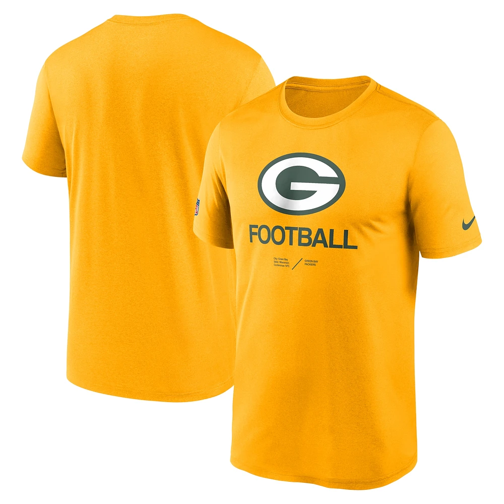 T-shirt Nike Green Bay Packers Sideline Infograph Performance pour homme