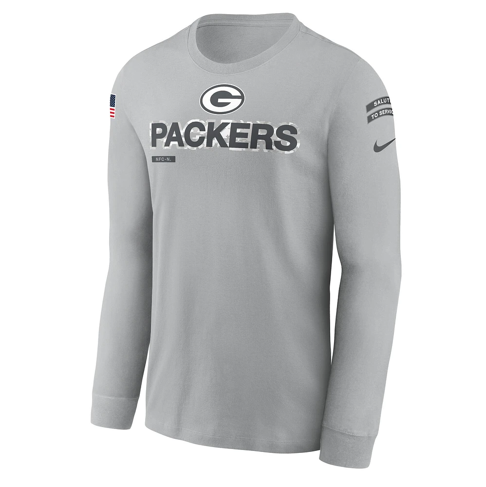 Men's Nike Gray Green Bay Packers 2024 Salute To Service Long Sleeve T-Shirt