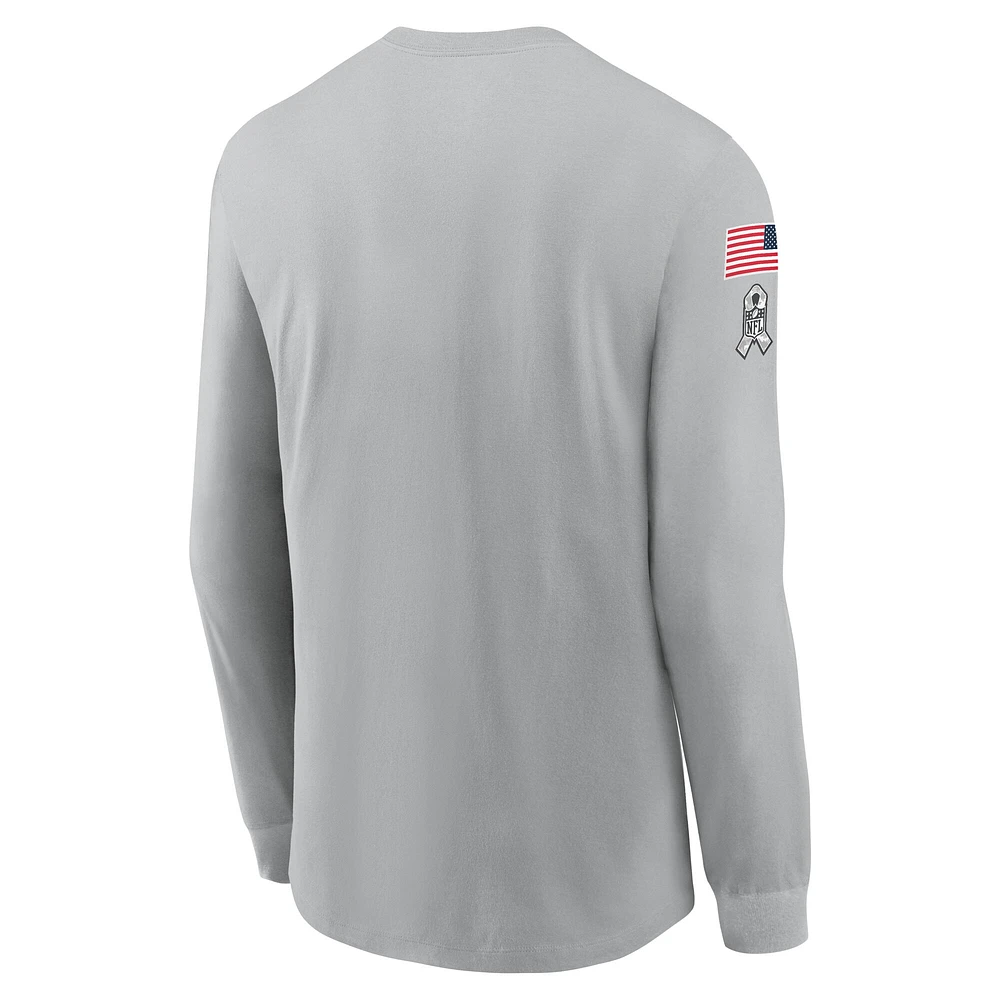 Men's Nike Gray Green Bay Packers 2024 Salute To Service Long Sleeve T-Shirt