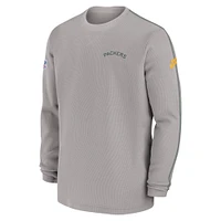 Men's Nike Gray Green Bay Packers Alternate Logo Coach Long Sleeve Top