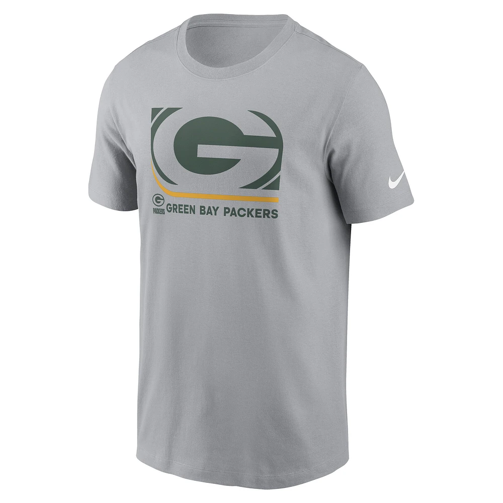 Men's Nike  Gray Green Bay Packers Lockup Essential T-Shirt