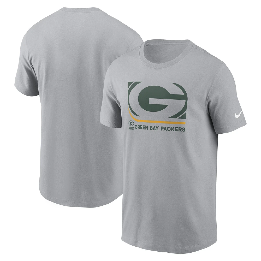 Men's Nike  Gray Green Bay Packers Lockup Essential T-Shirt