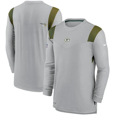 Men's Nike Gray Green Bay Packers Sideline Player UV Performance Long Sleeve T-Shirt