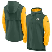 Men's Nike Green/Gold Green Bay Packers Sideline Player Quarter-Zip Hoodie