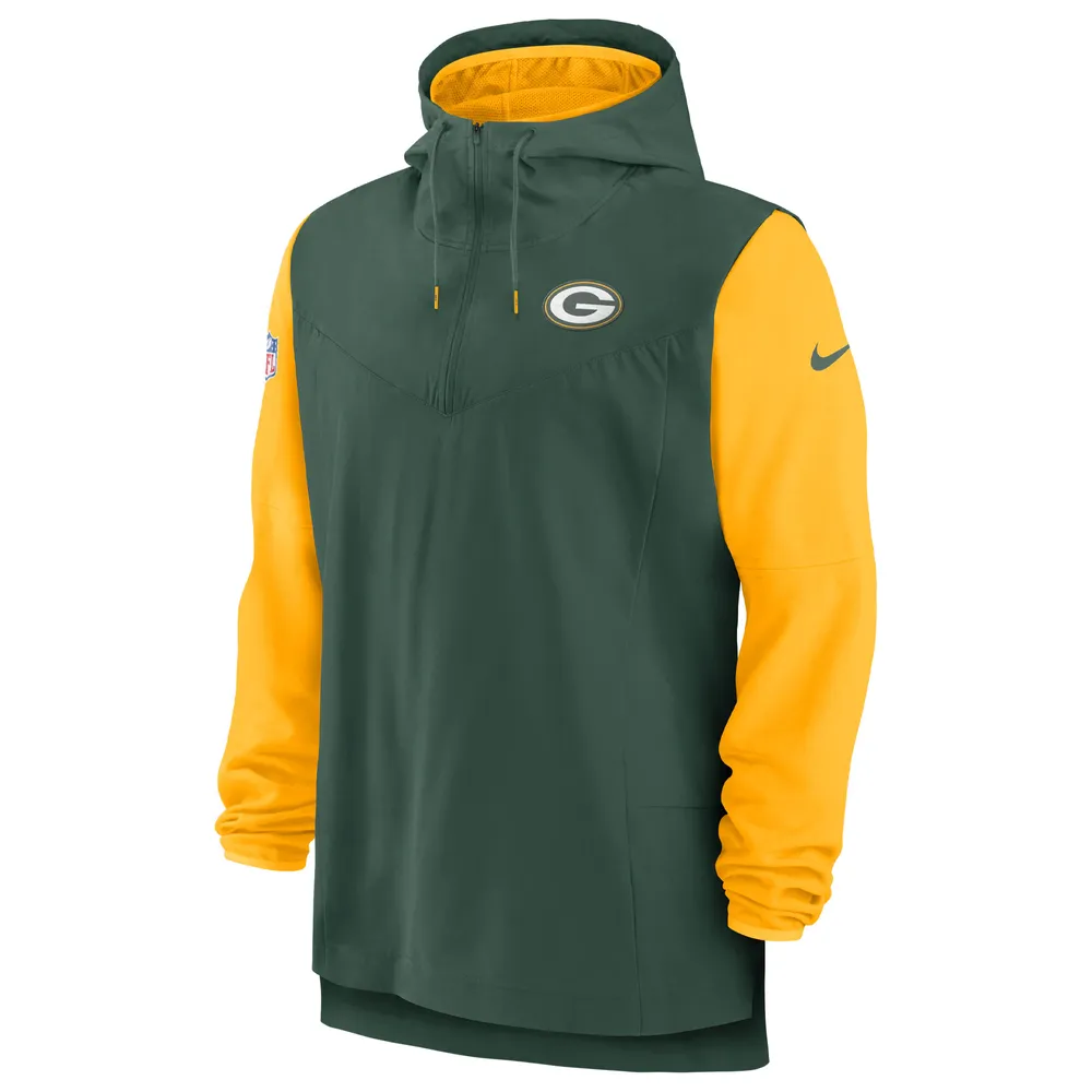 Men's Nike Green/Gold Green Bay Packers Sideline Player Quarter-Zip Hoodie