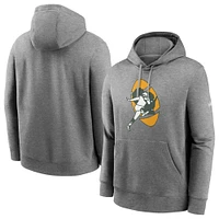 Men's Nike Green Bay Packers Heathered Gray Fan Gear Rewind Club - Pullover Hoodie