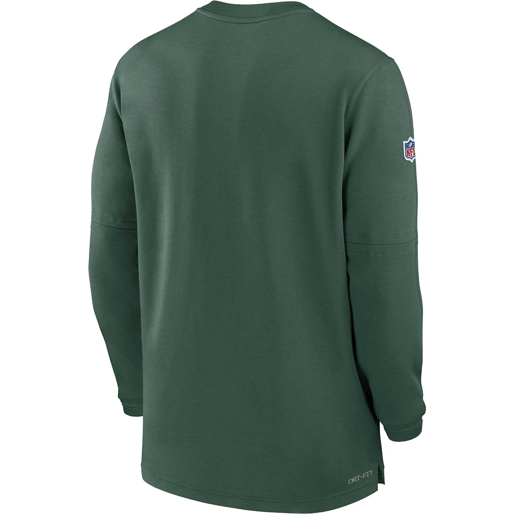 Haut Nike Green Bay Packers 2023 Sideline Performance à manches longues et quart de zip pour homme