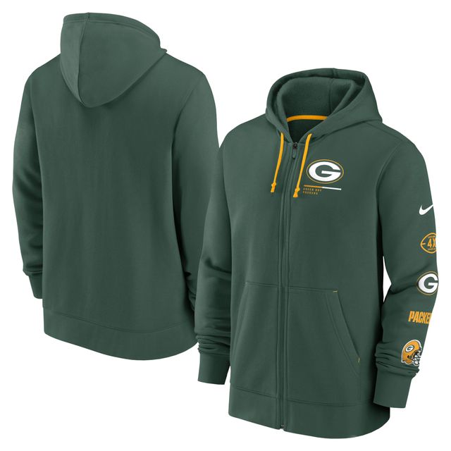 Nike Green Bay Packers Fan Gear Team pour homme – Vert Sweat à capuche entièrement zippé