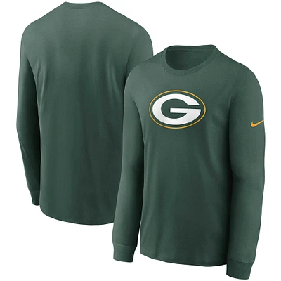 T-shirt à manches longues Nike Green Bay Packers pour homme avec logo principal