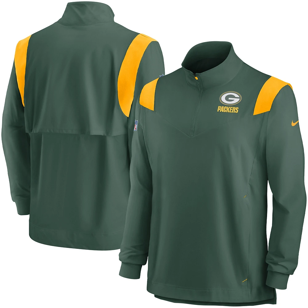 Men's Nike Green Bay Packers Sideline Coach Chevron Lockup Quarter-Zip Long Sleeve Top