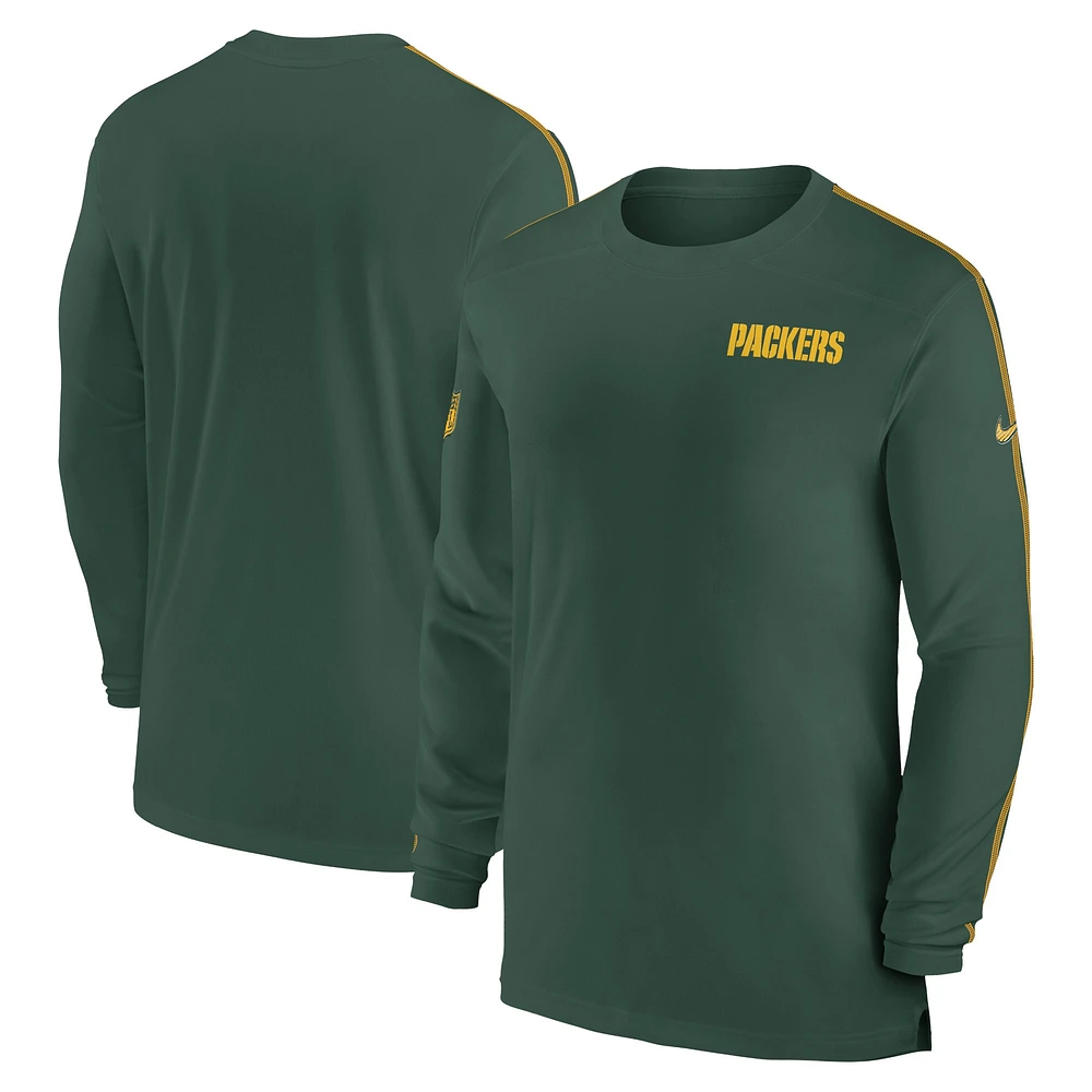 T-shirt à manches longues Nike Green Bay Packers Sideline Coach UV Performance pour homme