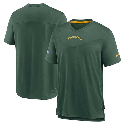 T-shirt à col en V Vintage Chevron Performance Nike Green Bay Packers Sideline Coaches pour homme