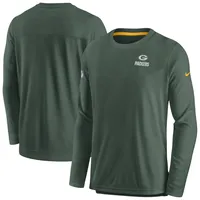 Men's Nike Gray Green Bay Packers Sideline Coach Chevron Lock Up Logo  V-Neck Performance T-Shirt