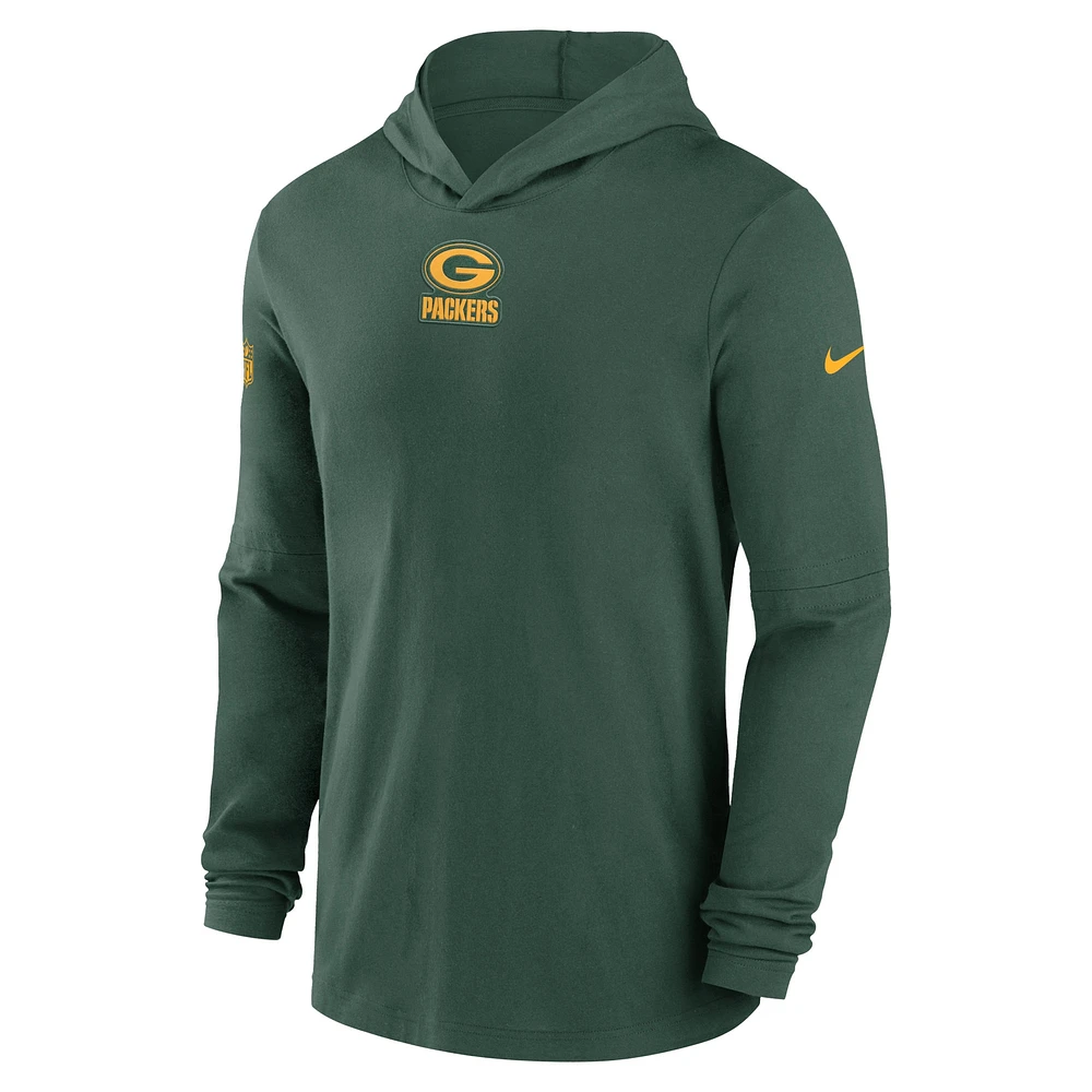 Men's Nike Green Bay Packers Sideline Performance Long Sleeve Hoodie T-Shirt