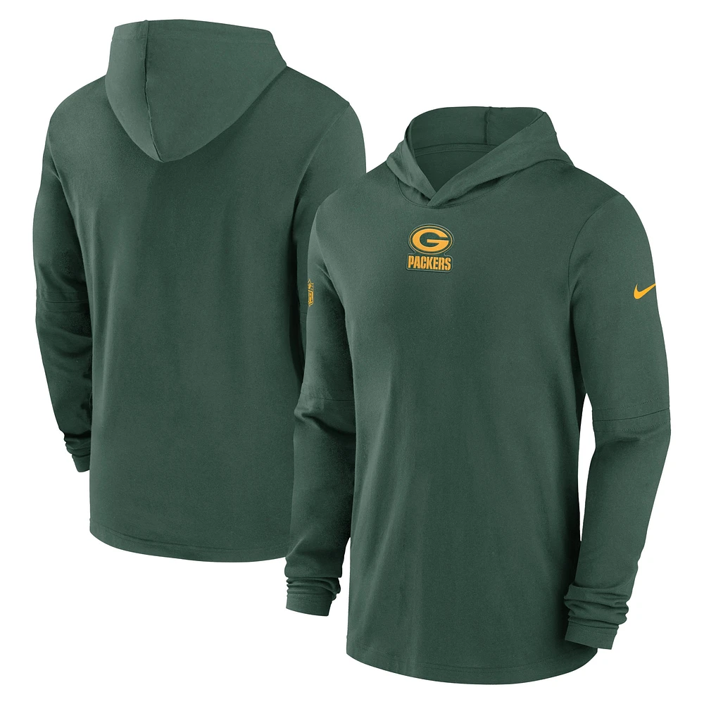 Men's Nike Green Bay Packers Sideline Performance Long Sleeve Hoodie T-Shirt