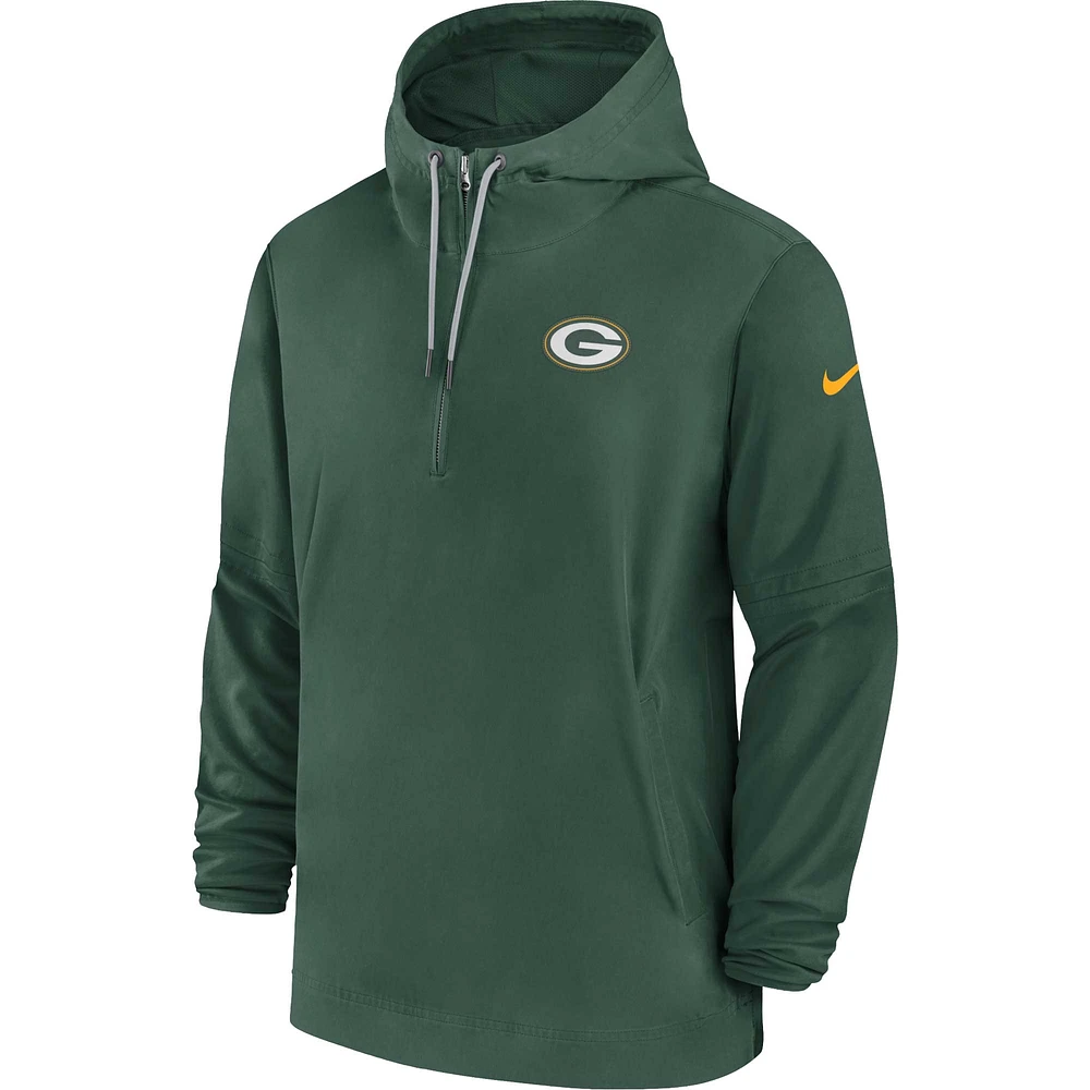 Veste à fermeture éclair quart de touche Nike Green Bay Packers Sideline Player pour homme, vert