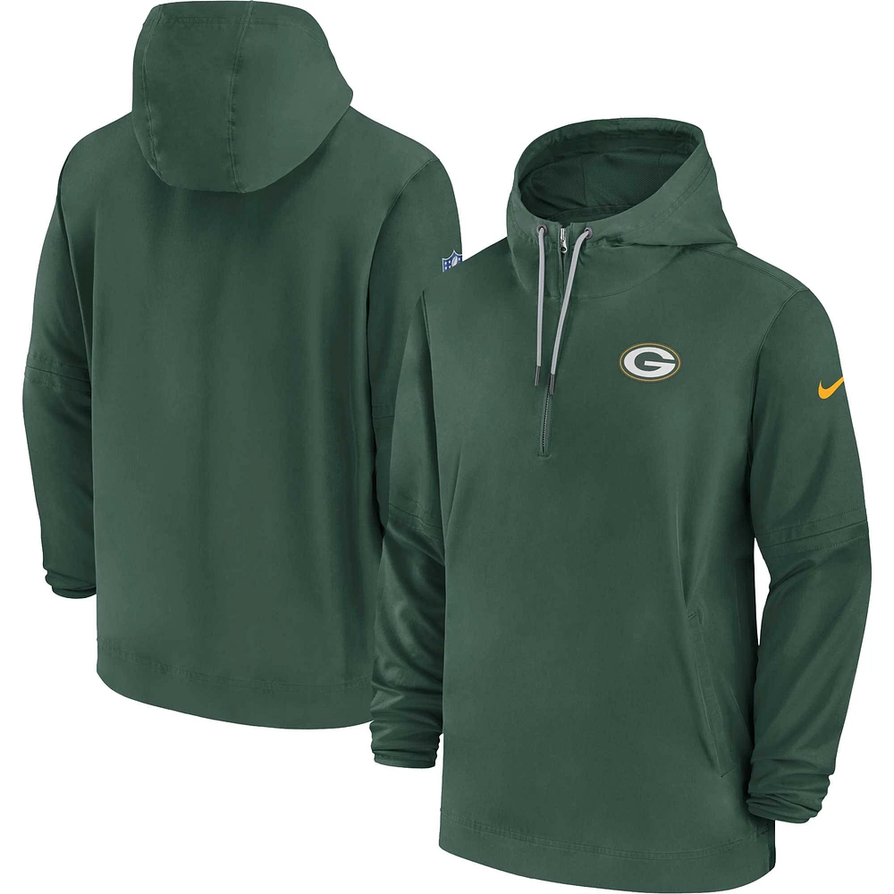 Veste à fermeture éclair quart de touche Nike Green Bay Packers Sideline Player pour homme, vert