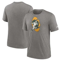 T-shirt à trois mélanges Nike Heather Charcoal Green Bay Packers Rewind Logo pour homme