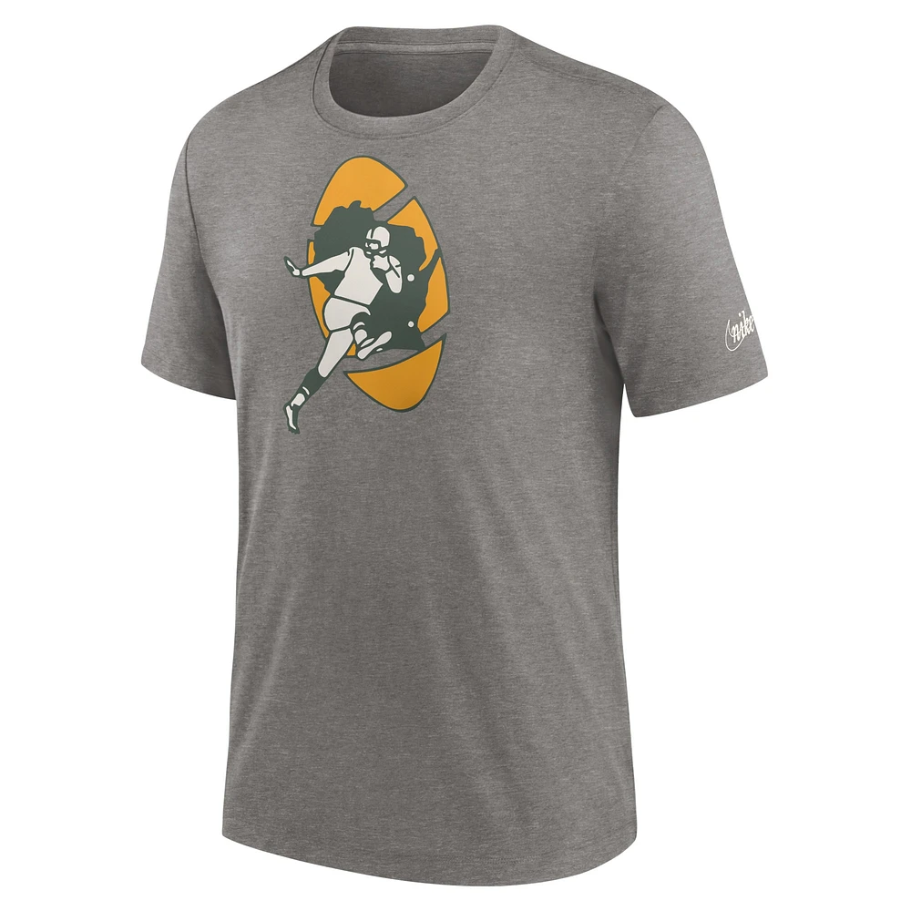 T-shirt à trois mélanges Nike Heather Charcoal Green Bay Packers Rewind Logo pour homme