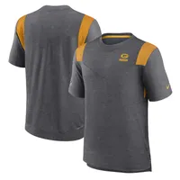 T-shirt de joueur performance Nike Heather Charcoal Green Bay Packers pour homme avec logo ton sur