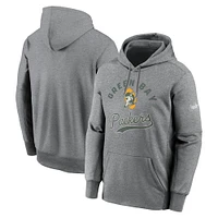 Men's Nike Heather Gray Green Bay Packers Performance Fleece Pullover Hoodie