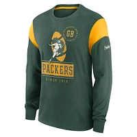 Men's Nike Heather Green Bay Packers Rewind Playback Helmet Long Sleeve T-Shirt