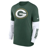 Men's Nike Heather Green Bay Packers Slub Fashion Long Sleeve T-Shirt