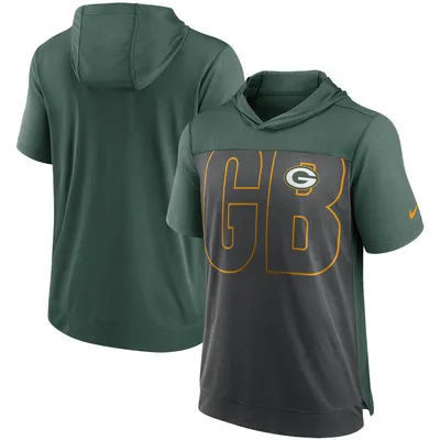 Green Bay Packers Nike Performance Hoodie T-Shirt - Heathered Charcoal/Green