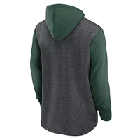 Chandail à capuchon Surrey Legacy Nike Heathered Charcoal/Green Green Bay Packers pour homme