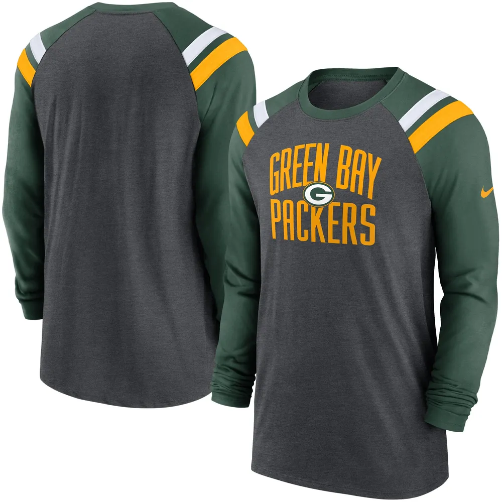 Green Bay Packers Gray & Green Youth Gridiron Raglan Long Sleeve T-Shirt