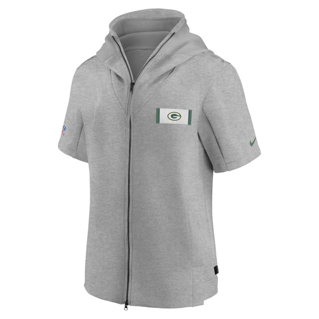 San Francisco 49ers Nike Sideline Showout Short Sleeve Full-Zip Hoodie  Jacket - Heathered Gray