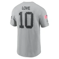 Men's Nike Jordan Love Gray Green Bay Packers 2024 Salute To Service Name & Number T-Shirt