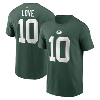 T-shirt avec nom et numéro du joueur Nike Jordan Love Green Bay Packers pour homme