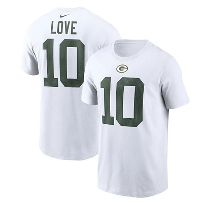 T-shirt avec nom et numéro du joueur des Green Bay Packers Nike Jordan Love pour homme, blanc