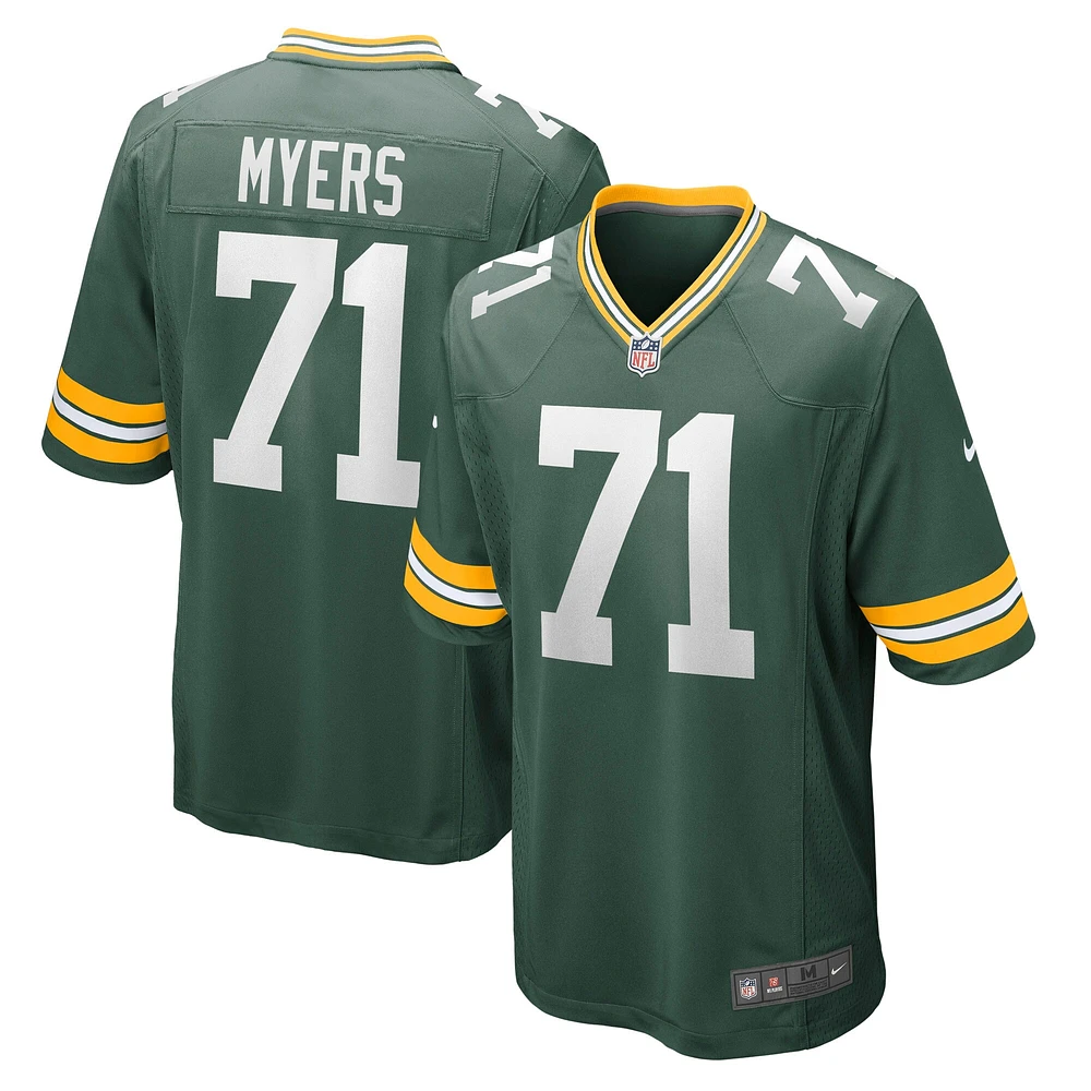 Maillot de match Nike Josh Myers Green Bay Packers pour homme