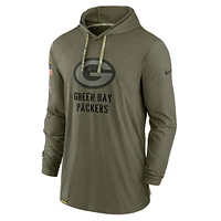 Men's Nike Olive Green Bay Packers 2022 Salute to Service Tonal Lightweight Long Sleeve Hooded T-Shirt