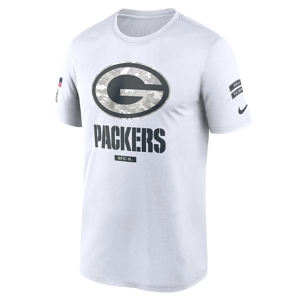 T-shirt Nike pour homme, blanc, Green Bay Packers 2024 Salute To Service Legend Performance