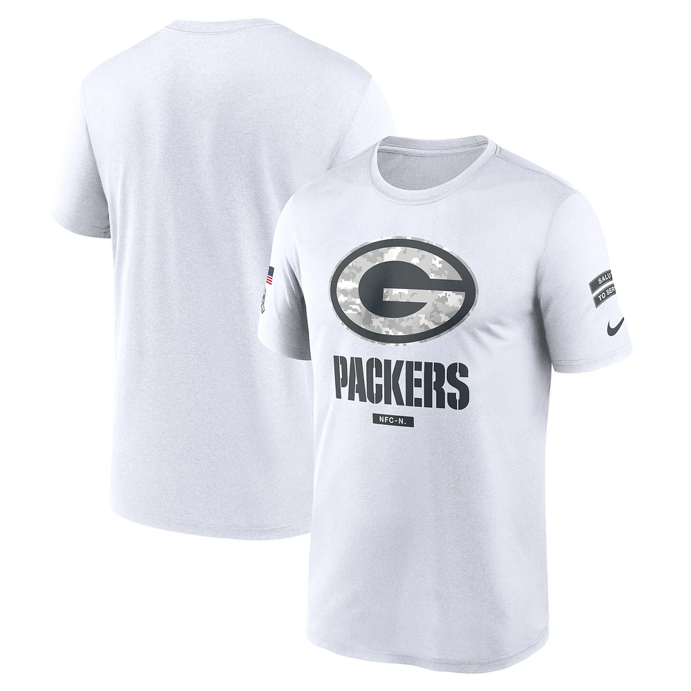 T-shirt Nike pour homme, blanc, Green Bay Packers 2024 Salute To Service Legend Performance