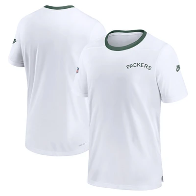 T-shirt de performance alternative des entraîneurs la ligne touche Green Bay Packers Nike pour homme, blanc