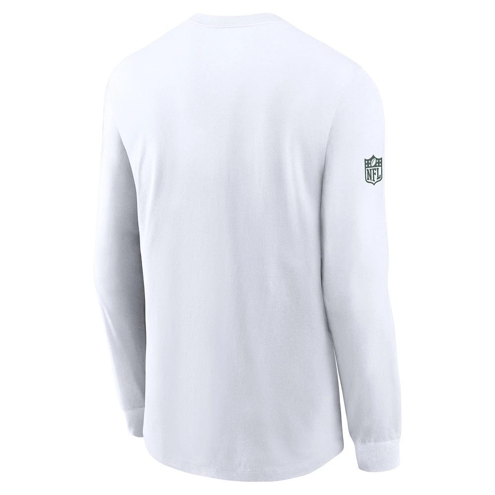 Men's Nike White Green Bay Packers Sideline Performance Long Sleeve T-Shirt
