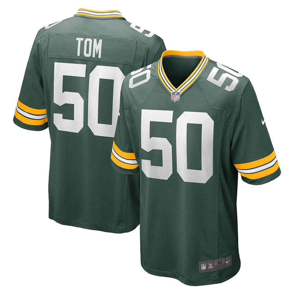 Maillot de joueur match Nike Zach Tom Green des Bay Packers pour homme