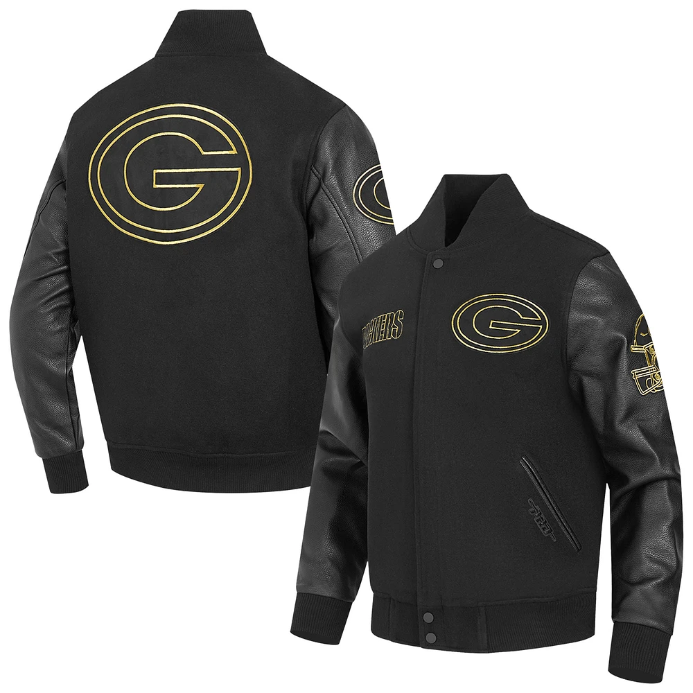 Veste Varsity entièrement zippée Pro Standard noire pour homme des Green Bay Packers