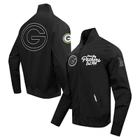 Men's Pro Standard Black Green Bay Packers Paint The City Twill Full-Zip Jacket