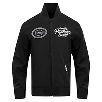 Men's Pro Standard Black Green Bay Packers Paint The City Twill Full-Zip Jacket