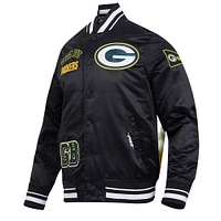 Men's Pro Standard Black Green Bay Packers Sublimated Satin Full-Snap Jacket